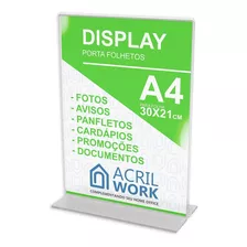 Display Porta Folha Acrílico Vertical T A4