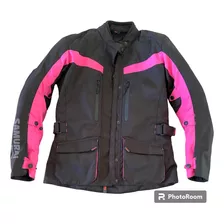 Campera Moto Samurai Praga Negro Y Fucsia