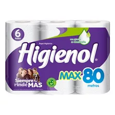 Papel Higiénico Higienol Max Simple Hoja 80 M De 6 U