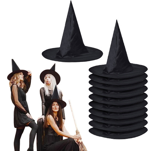 10 Sombreros De Bruja Disfraz Halloween Mago Cosplay Fiesta