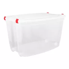 Caixas Organizadoras Multiuso 78 Litros Com Roda Cor Transparente Liso