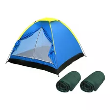 Kit Barraca 2 Pessoas + 2 Saco De Dormir Camping Pesca Lazer