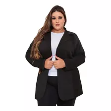 Sobretudo Plus Size Feminino Maxi Blazer Alongado Casaco Top