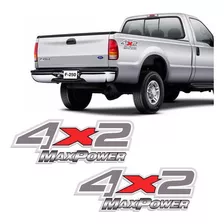 Adesivo 4x2 Max Power Ford F-250 Emblema Lateral Prata - Par