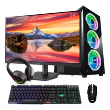 Pc Gamer Rgb Ryzen 5 5600g + 16gb + Ssd 512gb + Monitor 24''