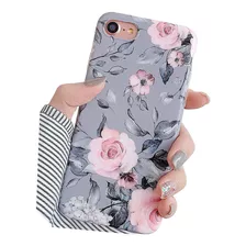 Funda Para iPhone SE 2020, Flores/gris/flexible/delgada