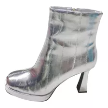 Botas De Mujer Tacones Altos Color Plata