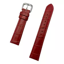 Correa De Reloj De Piel Auténtica Roja 18 Mm Para Hombre