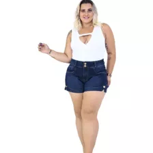 Shorts Jeans Feminino Plus Size C/ Lycra