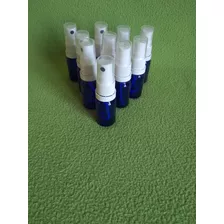 10 Botellitas Spray 10 Cc, Vidrio Azul Tapa Blanca