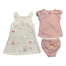 Vestido Conjunto De Bebe Niña Con Polera Y Calzon