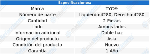 Par Juego Faros Volkswagen Gol 2009 - 2013 Doble As Tyo Foto 2