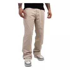 Calça Jeans Masculina Larga Perna Reta Bag Balão Bege