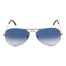 Óculos De Sol Aviador Clássico Prata Azul Degrade 3025 3026