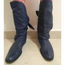 Botas De Cuero Azul Marca Ricky Sarkany