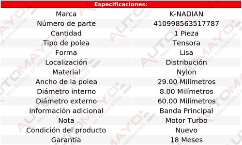 Polea Tensora Distribucion K-nadian Fiat Bravo L4 1.4l 09 Foto 3