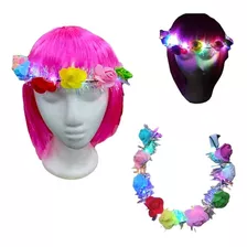 Diadema Balaca Con Flores De Foamy Y Luz Luces Led