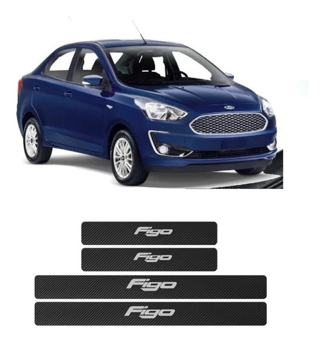 Sticker Cubre Estribos Fibra De Carbon Para Ford Figo 4p Foto 5