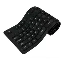 Teclado De Silicone Dobrável Com Fio Usb Para Pc Note Preto