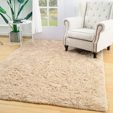 Tapete Felpudo 2,00x1,50 Peludo Macio Shaggy Sala Quarto Leve Palha