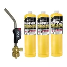 Maçarico Refrigeração Bico Portátil + 3 Refil Gas Mapp 