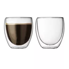 Vasos X 2 Unidades Doble Vidrio Templado Cafe Te 80 Ml 