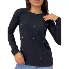 Blusa Feminina De Frio Lanzinha Manga Longa Detalhes Oferta