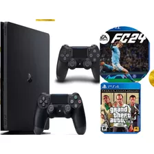 Sony Playstation 4 Slim 500gb + 2mandos + Fc2024 , Gta 5.