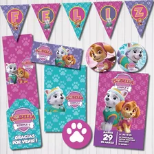 Kit Imprimible Personalizado Paw Patrol Mighty Pups Rosa