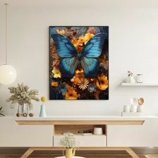 Quadro Decorativo Grande Sala 90x60 Borboleta Azul 03