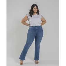Calça Feminina Boot Cut Plus Size Black Jeans
