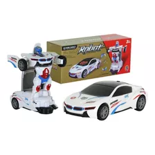 Carrinho Pilha Carro/ Robô Emite Som Luz Brinquedo Branco