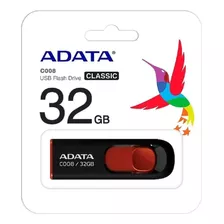 Pendrive Adata Classic C008 32gb 2.0 Negro Y Rojo