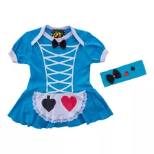 Body Fantasia Alice + Faixa De Cabelo Alice 0 A 1 Ano