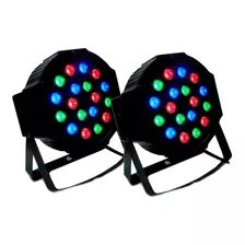 2x Canhão Refletor Led 18 Leds Rgb Bivolt Dmx Strobo Digital