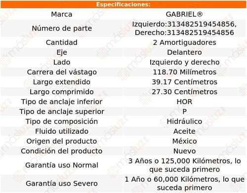 Kit 2 Amortiguadores Del Hidrulicos Escalade Ext 02/06 Foto 2