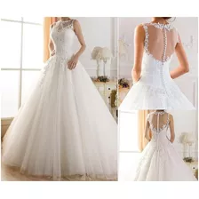 Vestido De Noiva Com Véu Armação Coroa Casamento Lindo 'e01'