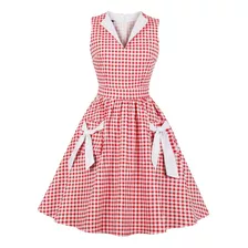 Vestido Xadrez Feminino Moda Retro Estilo Kawaii Coreano