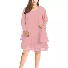 Tallas Grandes 2 Piezas De Gasa Casual Vestidos Elegantes Ve