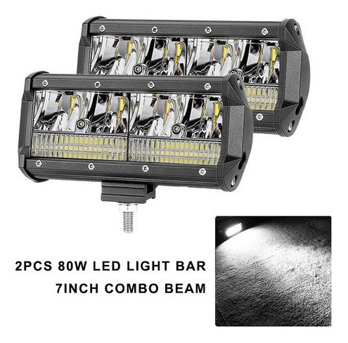 Faro Led Tipo Barra 7 Led 80w Auto Camioneta Jeep 4x4 Suv Foto 6