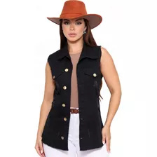 Max Colete Jeans Feminino Cowgirl Moda Country Rodeio