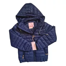 Campera Niña Importada Inflable Forrada - Azul Escolar -irun