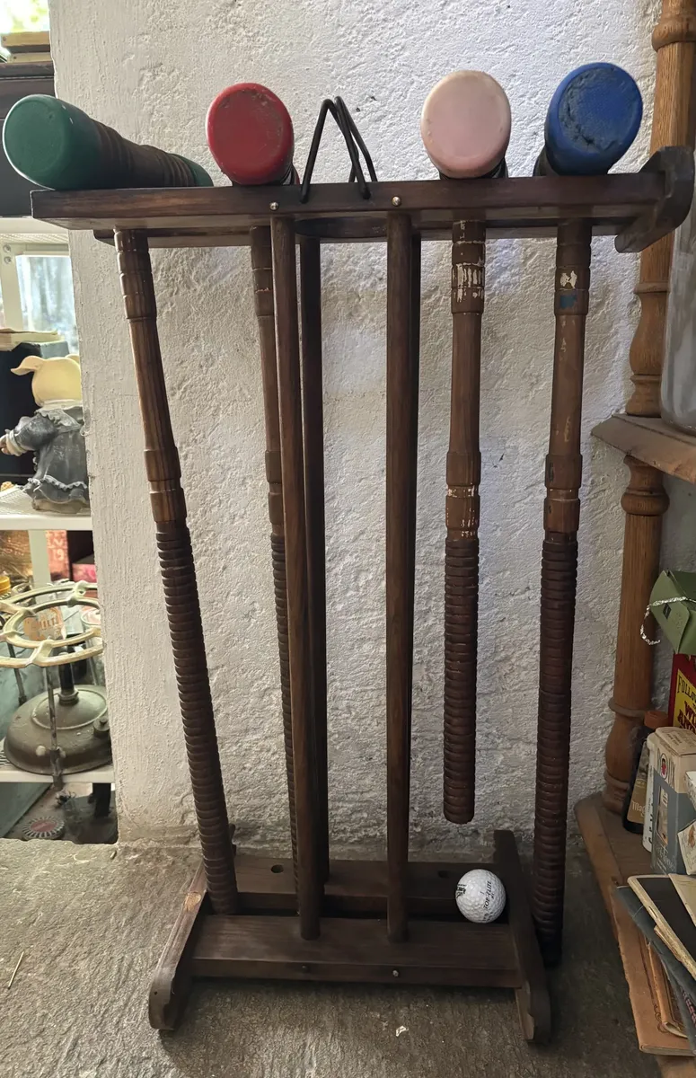 Vintage Juego De Croquet De Madera Incompleto — imagen 1