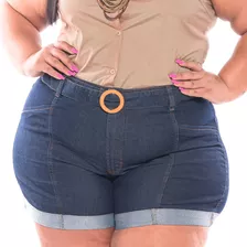 Shorts Jeans Feminino Com Barra Dobrada Plus Size