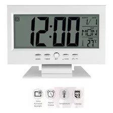 Reloj Despertador Lcd Escritorio Luz Temperatura Calendario