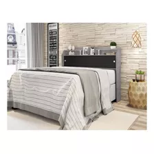  Cabeceira De Cama Framar Móveis Elisa F85 2 Corpos 145cm X 114cm Cinza-mad/preta