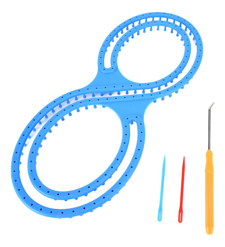 Manta Telar Tejer 8 Formas Plástico Azul Kit Crochet