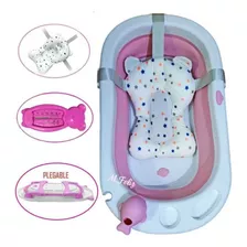 Bañera Para Bebe Con Cojin Flotador Plegable Color Rosa Bañera Para Bebes Portatiles
