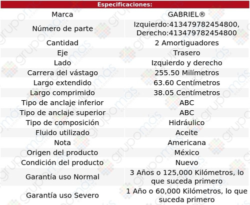 2 Amortiguadores Hidrulicos Tra Ford F-150 80-95 Gabriel Foto 2