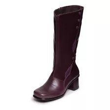 Bota Cano Longo Em Couro Açai - 7487